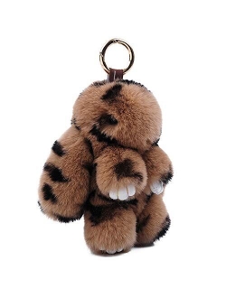 CHUANGLI Bunny Keychain Fluffy Cute Rex Rabbit Fur Key Chain Pom Pom Keyring Gifts for Women Girls