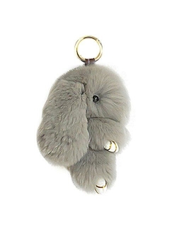 CHUANGLI Bunny Keychain Fluffy Cute Rex Rabbit Fur Key Chain Pom Pom Keyring Gifts for Women Girls