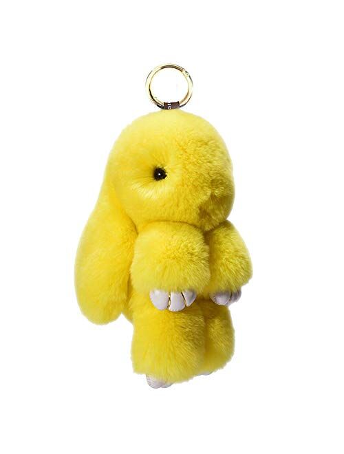 CHUANGLI Bunny Keychain Fluffy Cute Rex Rabbit Fur Key Chain Pom Pom Keyring Gifts for Women Girls