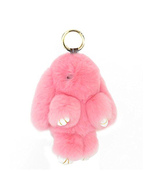 CHUANGLI Bunny Keychain Fluffy Cute Rex Rabbit Fur Key Chain Pom Pom Keyring Gifts for Women Girls