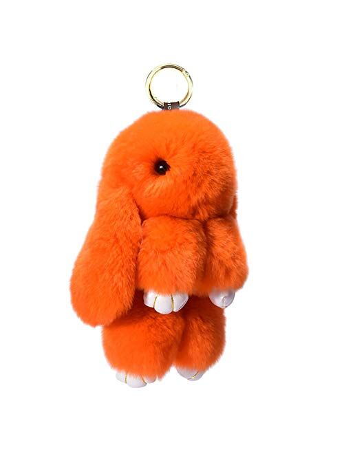 CHUANGLI Bunny Keychain Fluffy Cute Rex Rabbit Fur Key Chain Pom Pom Keyring Gifts for Women Girls