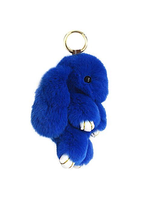 CHUANGLI Bunny Keychain Fluffy Cute Rex Rabbit Fur Key Chain Pom Pom Keyring Gifts for Women Girls