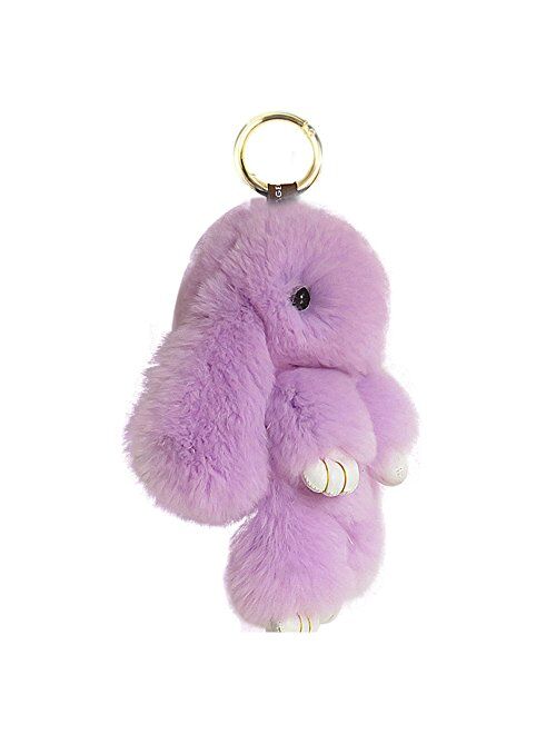 CHUANGLI Bunny Keychain Fluffy Cute Rex Rabbit Fur Key Chain Pom Pom Keyring Gifts for Women Girls