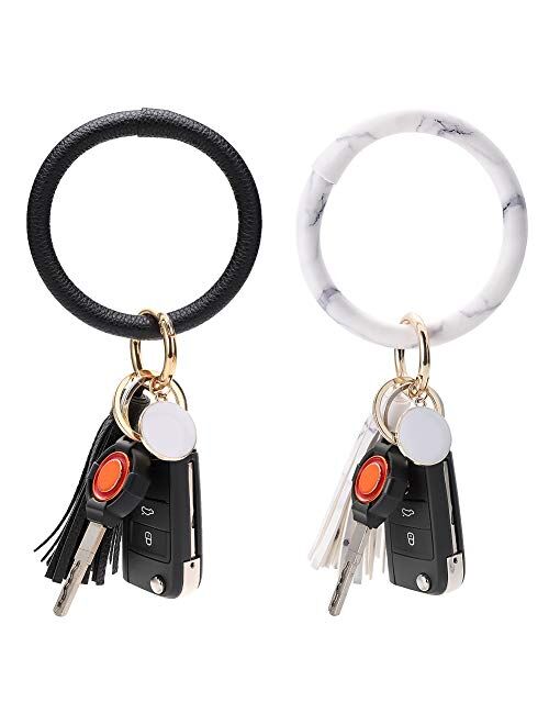 YINUO Leather Tassel Wristlet Keychain Keyring Bracelet Bangle For Women Girl