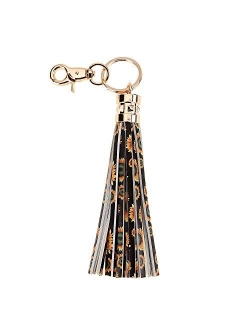 Leather Leopard Tassel Keychain for Women Bag Charm Accessories for Key Handbag Purse Phone Wallet Unique Gift