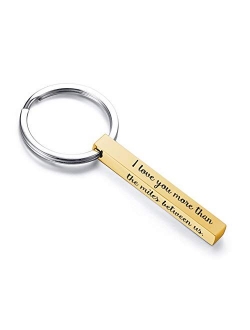Personalized Name Custom Message Names Keychain Unisex Stainless Steel Vertical Cuboid Bar Keychain