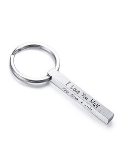 Personalized Name Custom Message Names Keychain Unisex Stainless Steel Vertical Cuboid Bar Keychain