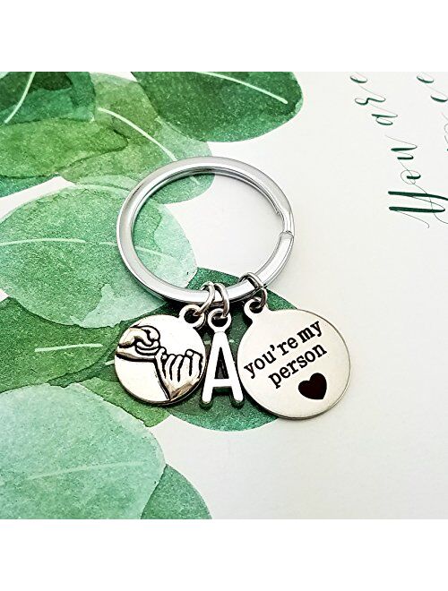 SELOVO Letter Initial Promise Charm Key Ring Friend Couple Pinky Promise Swear Keychain