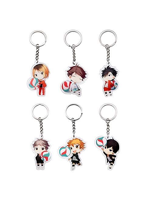 Haikyuu Keychains, 6 Pack Cute Anime Key Chains for Kids, Girls, Boys, Birthday Gifts