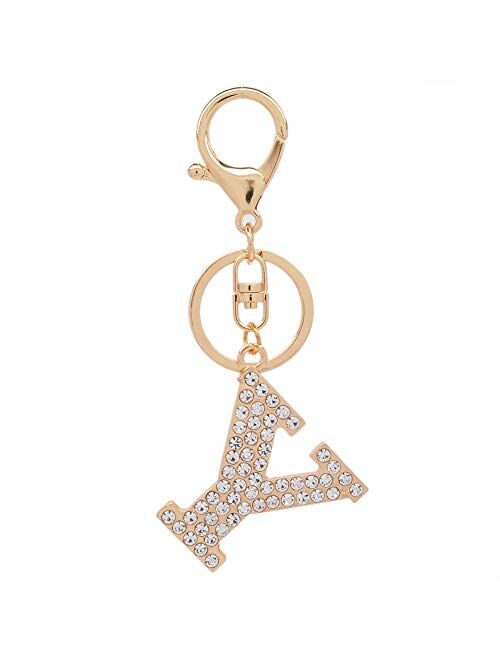 HOYUNLA Initial Letter Keychain Crystal Alphabet Keyring for Women Backpack Car Key Chain Decoration