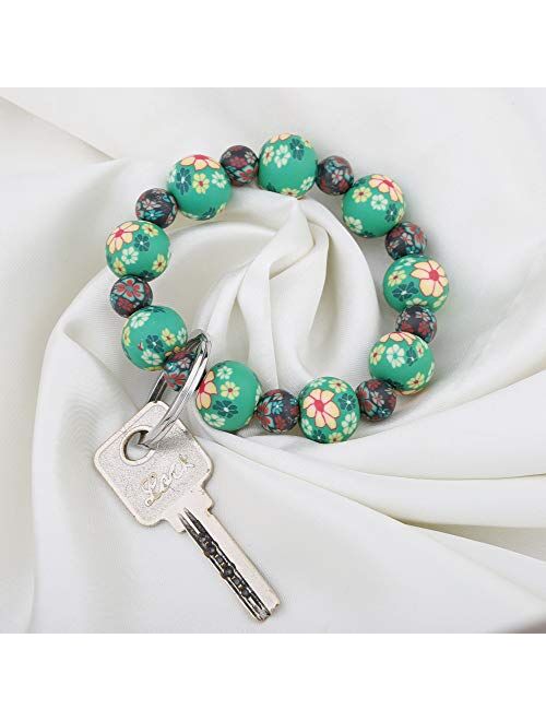 KUIYAI Elastic Functional Beaded Wrist Keychain Bracelet Handsfree Keychain Gift for Her