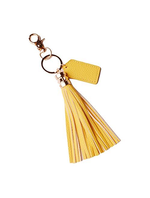 Lantintop Multicolor Monogram Leather Tassel Women Keychain Bag Pendant Alloy Car Key Chain Ring Holder Retro Jewelry