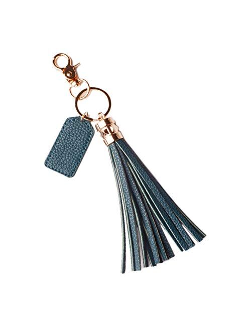 Lantintop Multicolor Monogram Leather Tassel Women Keychain Bag Pendant Alloy Car Key Chain Ring Holder Retro Jewelry