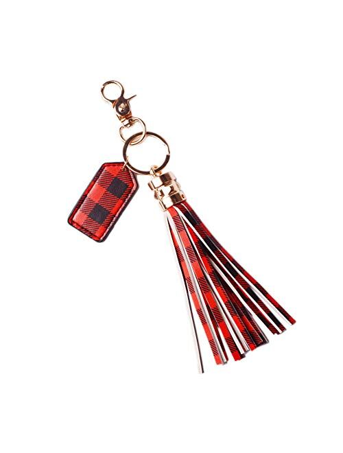 Lantintop Multicolor Monogram Leather Tassel Women Keychain Bag Pendant Alloy Car Key Chain Ring Holder Retro Jewelry