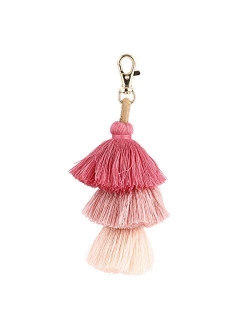 ZOONAI Women Colorful Tassels Charm Keychain Car Keyring Holder Bag Wallet Purse