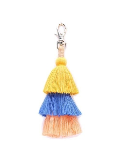 ZOONAI Women Colorful Tassels Charm Keychain Car Keyring Holder Bag Wallet Purse