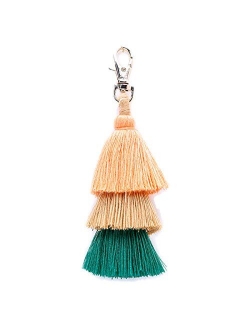 ZOONAI Women Colorful Tassels Charm Keychain Car Keyring Holder Bag Wallet Purse