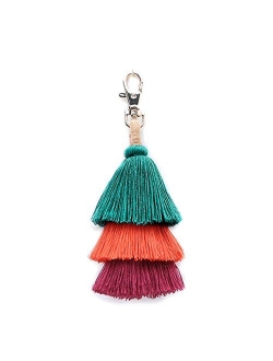 ZOONAI Women Colorful Tassels Charm Keychain Car Keyring Holder Bag Wallet Purse