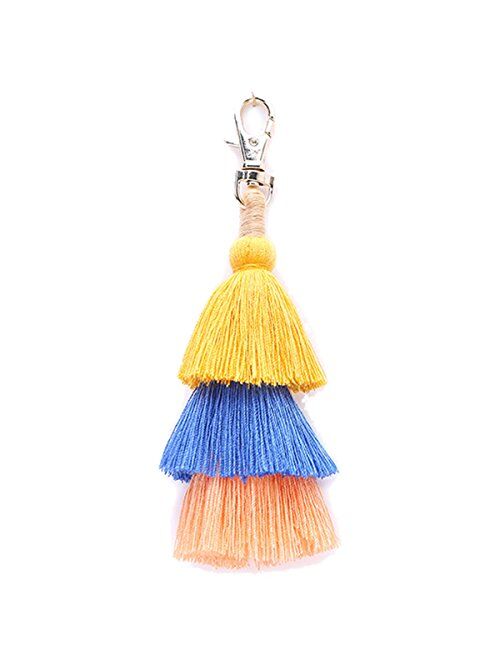 ZOONAI Women Colorful Tassels Charm Keychain Car Keyring Holder Bag Wallet Purse