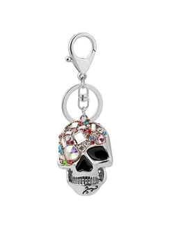 Skull Key Keychains 3D Creative Novelty Blings Crystal Skull Elephant Keychain for Women Girl Charm Purse Handbag Gift