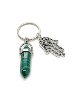 Bravo Team - Lucky Eye Magic Keychain Hamsa Charm with a Crystal Stone for Representing Spiritual Receptiveness, Power, Protection or Blessing, Great Gift, 1.5 x 3