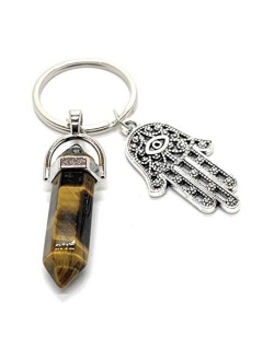 Bravo Team - Lucky Eye Magic Keychain Hamsa Charm with a Crystal Stone for Representing Spiritual Receptiveness, Power, Protection or Blessing, Great Gift, 1.5 x 3