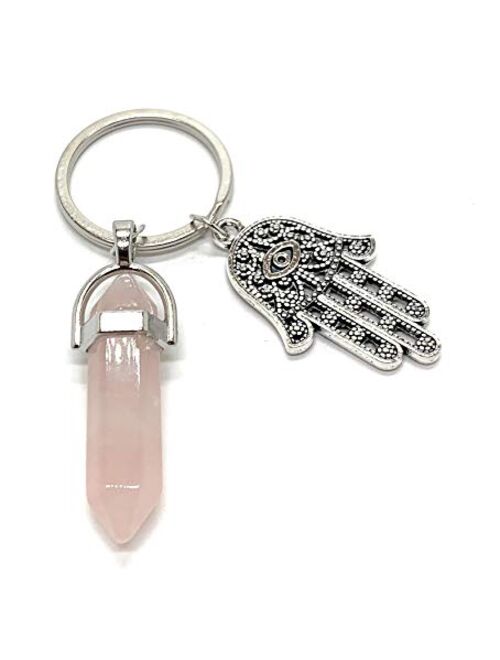 Bravo Team - Lucky Eye Magic Keychain Hamsa Charm with a Crystal Stone for Representing Spiritual Receptiveness, Power, Protection or Blessing, Great Gift, 1.5 x 3