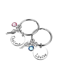 Gemclus 2pcs Thelma and Louise Pistol Gun Custom Stainless Steel Best Friend Keychains