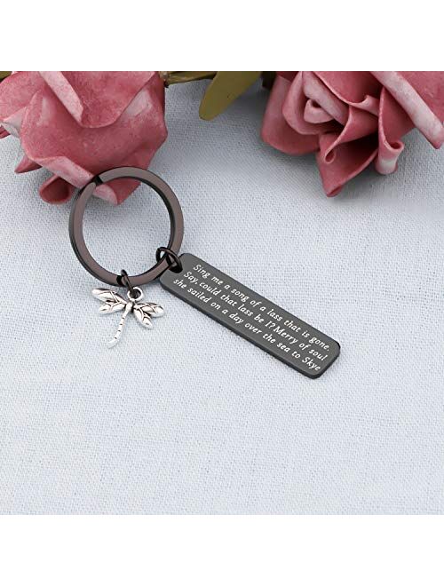 POTIY Outlander Theme Sing Me A Song Lyrics Dragonfly Keychain Skye Boat Song Claire Jamie Fraser Lover Gift for Outlander Fans