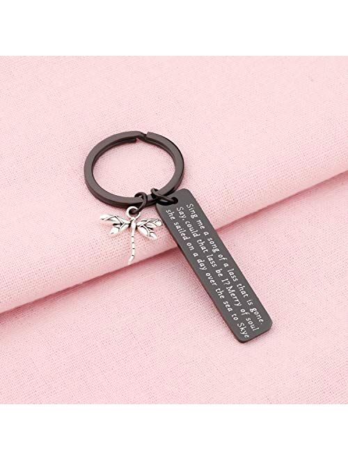 POTIY Outlander Theme Sing Me A Song Lyrics Dragonfly Keychain Skye Boat Song Claire Jamie Fraser Lover Gift for Outlander Fans