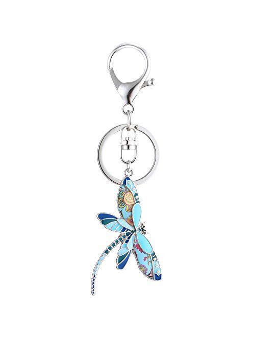 Luckeyui Cute Dragonfly Keychain for Women Unique Enamel Insect Keyring