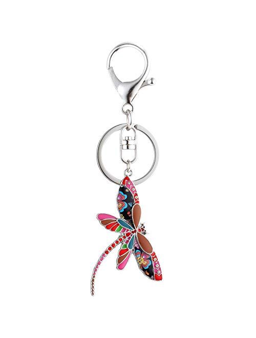 Luckeyui Cute Dragonfly Keychain for Women Unique Enamel Insect Keyring