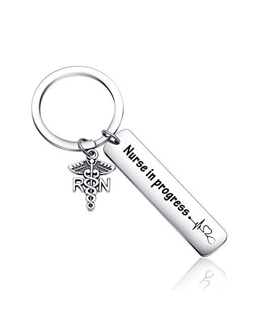 Nurse in Progress Keychain for Nursing Student Gift Nurse Assistant Keyring Intern Gift Future Nurse Inspirational Gift