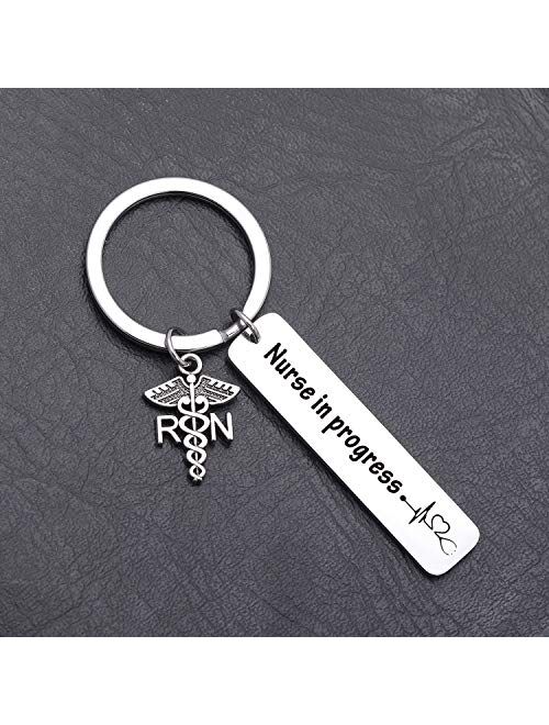 Nurse in Progress Keychain for Nursing Student Gift Nurse Assistant Keyring Intern Gift Future Nurse Inspirational Gift