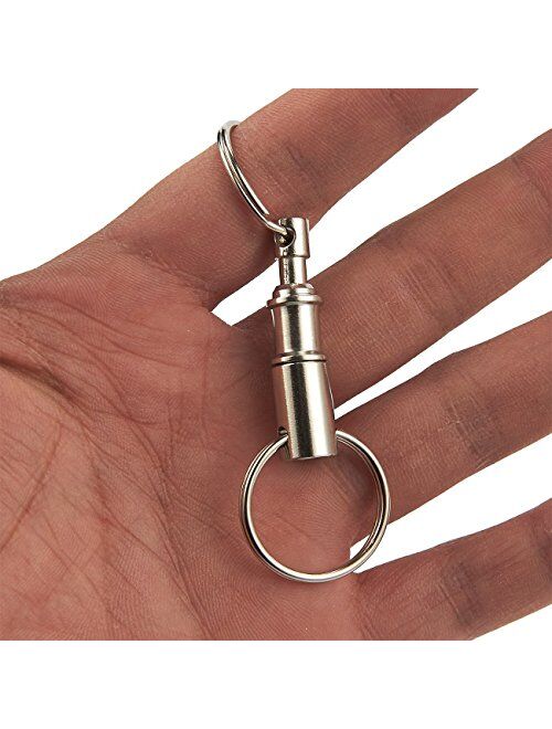 Detachable Key Chain - Set of 12 Dual Quick Release Keychains, Pull Apart Key Chain with Snaplock Holder, Silver, 3.2 x 1 x 0.8 Inches