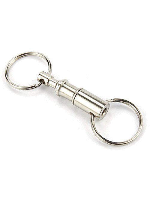 Detachable Key Chain - Set of 12 Dual Quick Release Keychains, Pull Apart Key Chain with Snaplock Holder, Silver, 3.2 x 1 x 0.8 Inches