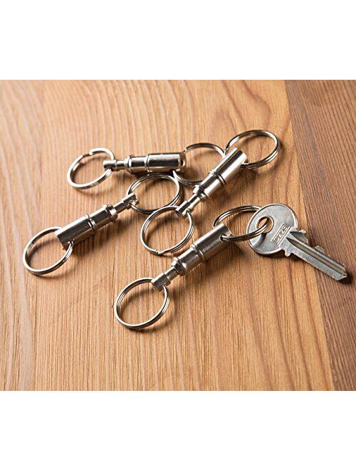 Detachable Key Chain - Set of 12 Dual Quick Release Keychains, Pull Apart Key Chain with Snaplock Holder, Silver, 3.2 x 1 x 0.8 Inches