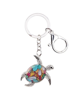 Enamel Metal Turtle Key chains For Women Girls Gifts Car Purse bag Tortoise Pendant Charms