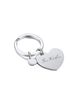 MPRAINBOW Custom Personalized Name Stainless Steel Heart Love Keychain Keyring Keychain for Girl Women,Mom Daughter GF Gift