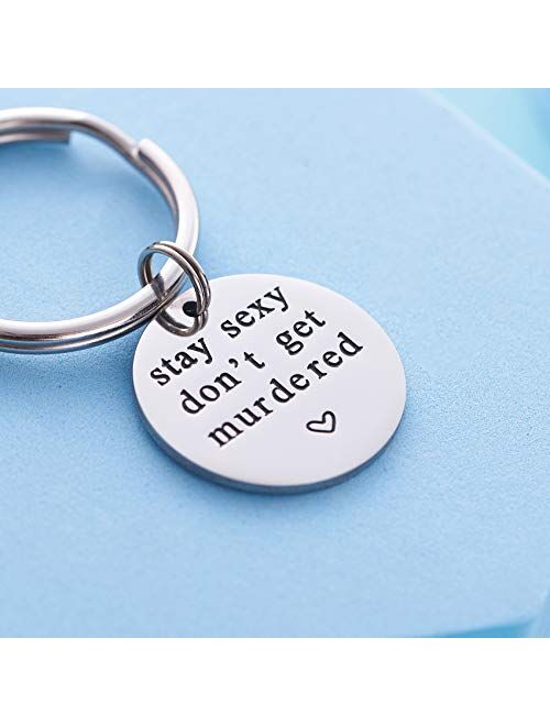 LParkin Stay Sexy Don't Get Murdered Keychain Stainless Steel My Favorite Murder Keychain Murderino Gift