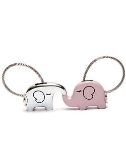 Creative Elephant Keychain - Animal Key Chain for Couple - Elephant Kissing Love Keychain Set - Perfect Gift for Valentines Day, Birthday & Christmas Day Gifts for Cute C