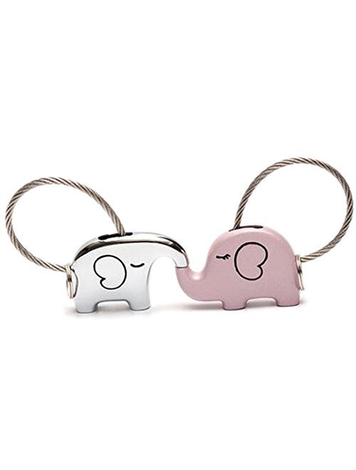 Creative Elephant Keychain - Animal Key Chain for Couple - Elephant Kissing Love Keychain Set - Perfect Gift for Valentines Day, Birthday & Christmas Day Gifts for Cute C