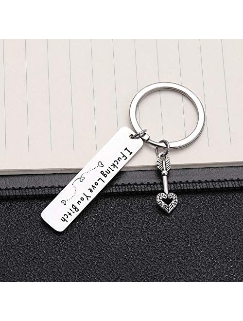 Girlfriend Wife Jewelry I Fucking Love You Bitch Bestie Girls Gift Best Friend Keychain