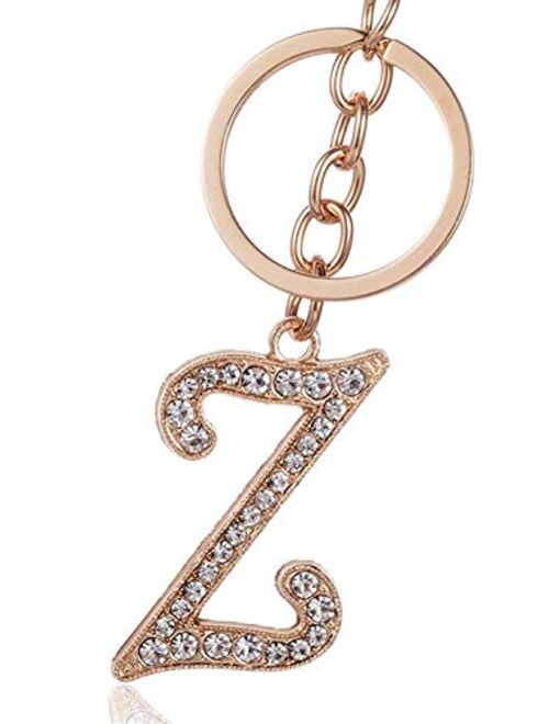 Reizteko Keychain for Women Purse Charms for Handbags Crystal Alphabet Initial Letter Pendant with Key Ring