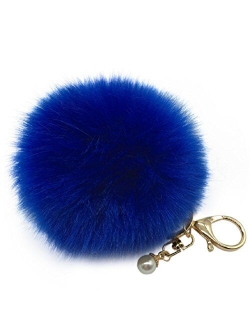 Amiley Fluffy Faux Rabbit Fur Ball Charm Pom Pom Car Keychain Handbag Key Ring