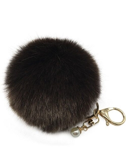 Amiley Fluffy Faux Rabbit Fur Ball Charm Pom Pom Car Keychain Handbag Key Ring