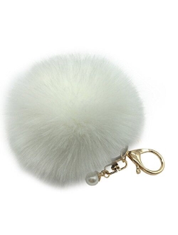 Amiley Fluffy Faux Rabbit Fur Ball Charm Pom Pom Car Keychain Handbag Key Ring