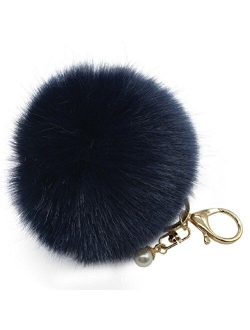 Amiley Fluffy Faux Rabbit Fur Ball Charm Pom Pom Car Keychain Handbag Key Ring