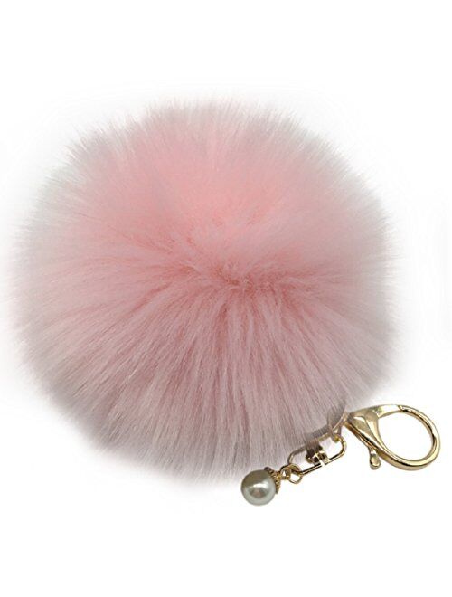 Amiley Fluffy Faux Rabbit Fur Ball Charm Pom Pom Car Keychain Handbag Key Ring