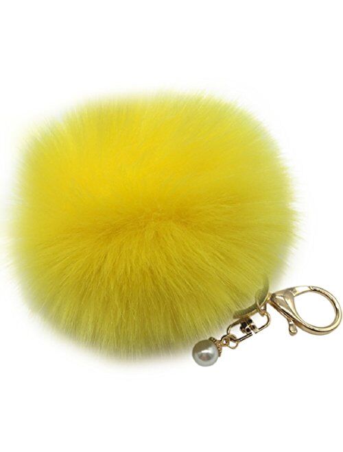 Amiley Fluffy Faux Rabbit Fur Ball Charm Pom Pom Car Keychain Handbag Key Ring